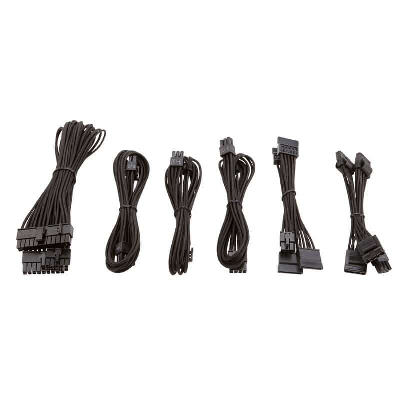 Corsair Premium Individually Sleeved Flexible Paracorded Modular Cable Kit - Black