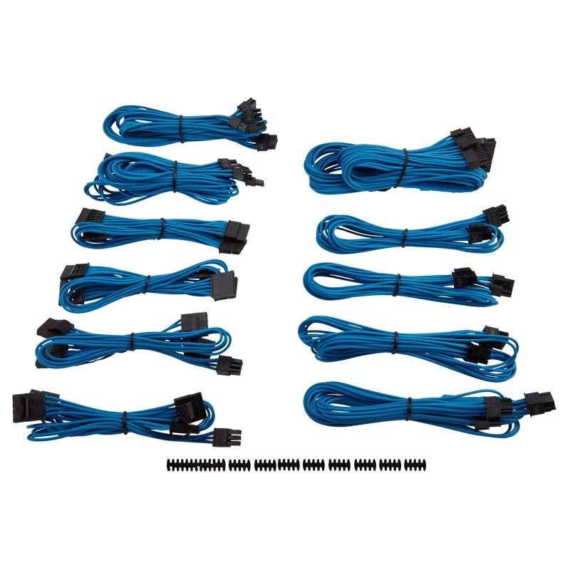 Corsair Premium Individually Sleeved Flexible Paracorded Modular Cable Pro Kit - Blue