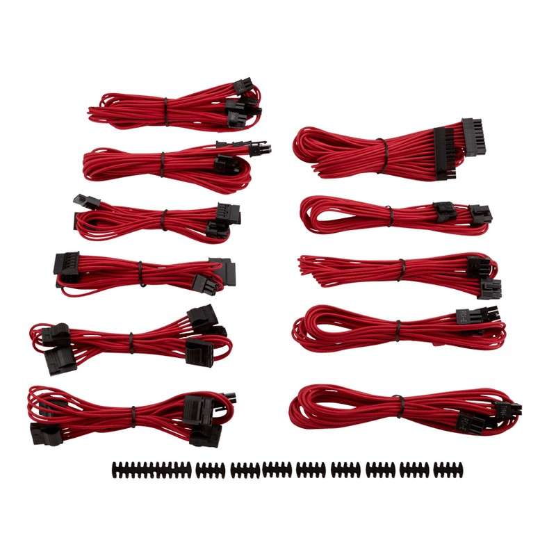 Corsair Premium Individually Sleeved Flexible Paracorded Modular Cable Pro Kit - Red