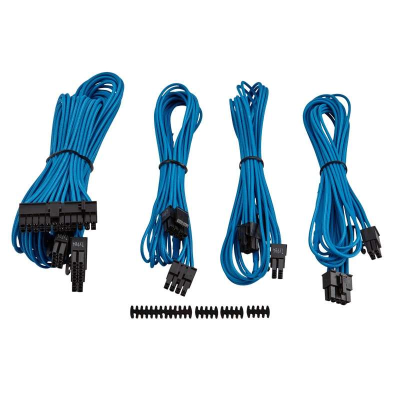 Corsair - Premium Individually Sleeved Flexible Paracorded Modular Cable Starter Kit - Blue