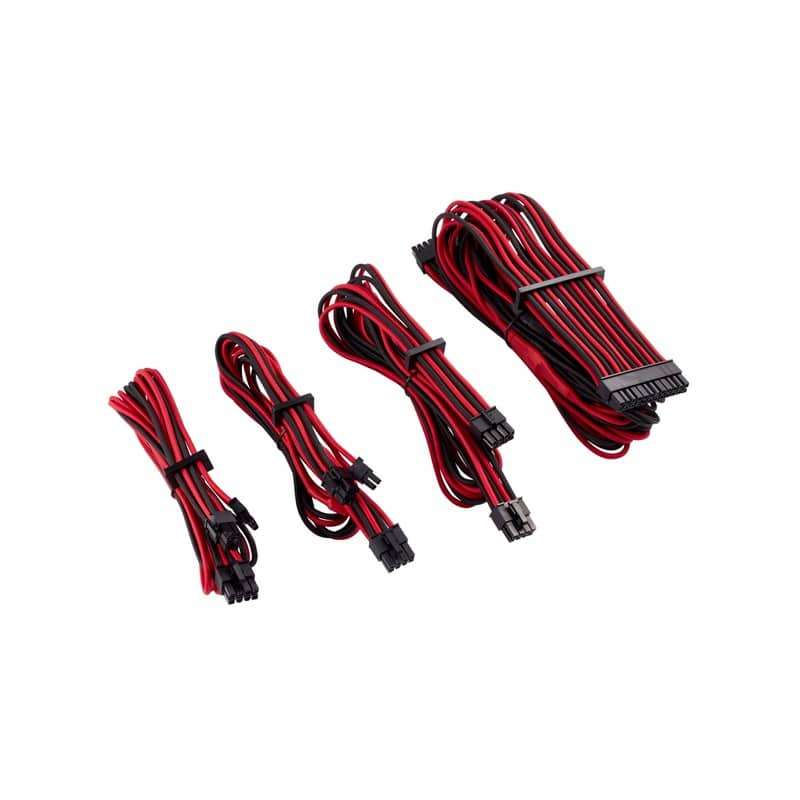 Corsair - Premium Individually Sleeved PSU Cables Starter Kit Type 4 Gen 4 - Red/Black