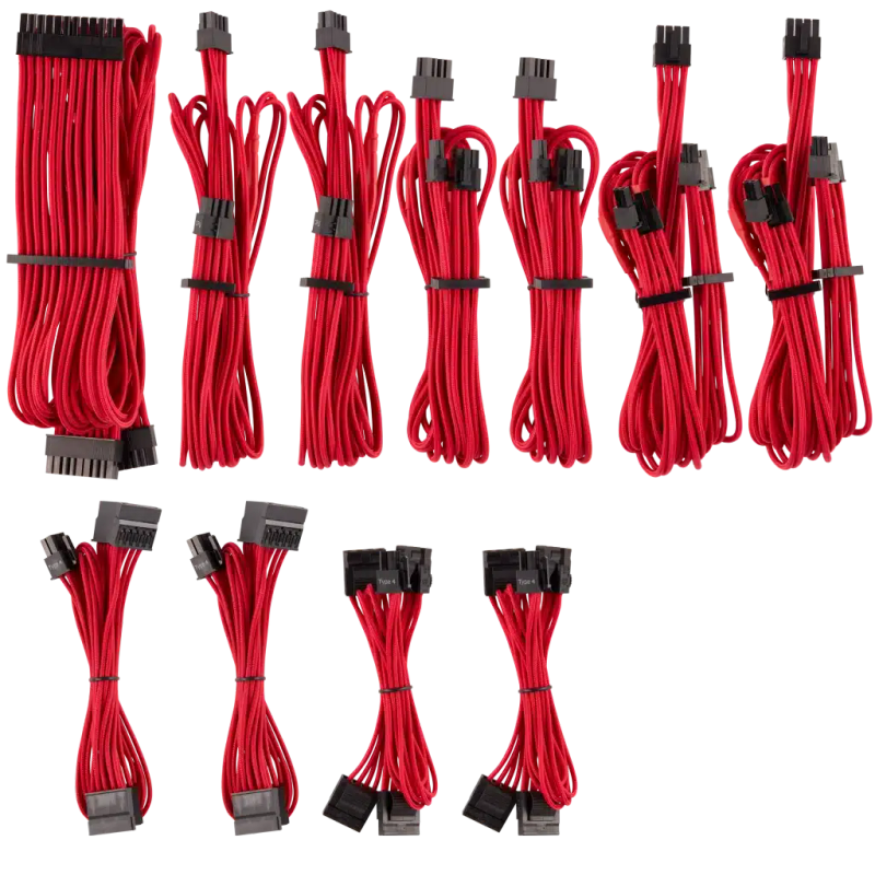 Corsair - Premium Individually Sleeved PSU Cables Pro Kit Type 4 Gen 4 - Red