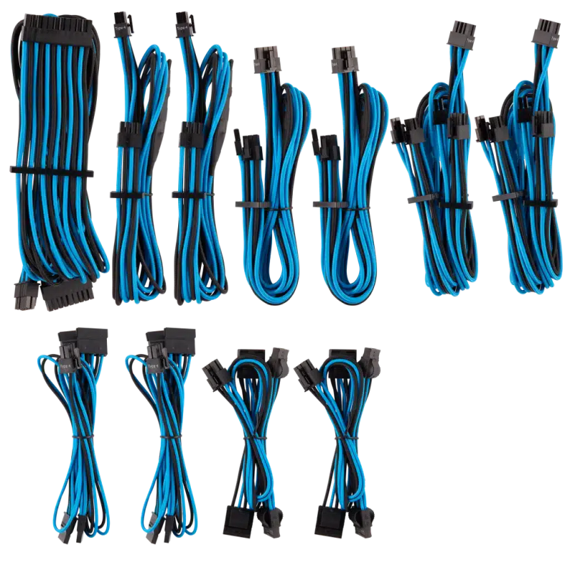 Corsair - Premium Individually Sleeved PSU Cables Pro Kit Type 4 Gen 4 - Blue/Black