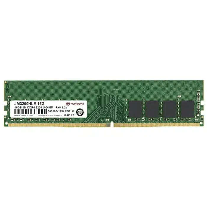 Transcend JetRam Memory 16GB DDR4-3200 Desktop U-DIMM 1RX8 CL22