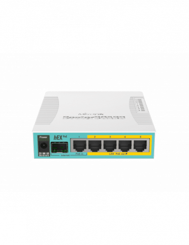 MikroTik hEX PoE - Desktop PoE Router with 5 Gb, 1 SFP and 1 USB port
