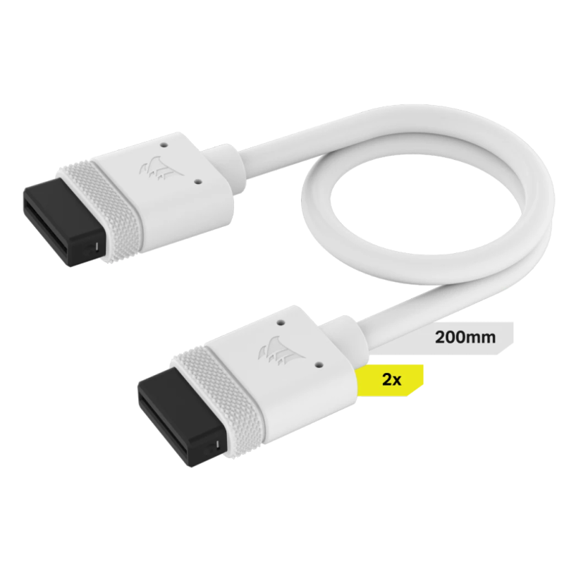 Corsair iCUE Link Cable; 2x 200mm with Straight connectors; White