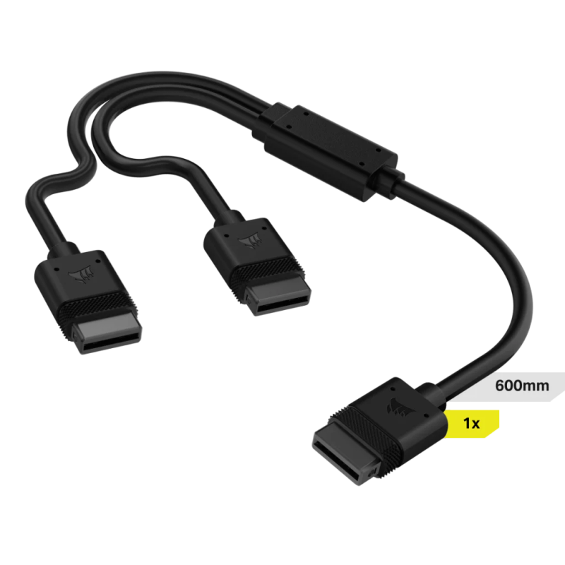 Corsair iCUE LINK Cable, 1x 600mm Y-Cable with Straight Connectors, Black