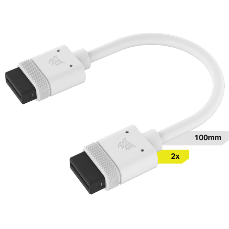 Corsair iCUE LINK Cable, 2x 100mm with Straight connectors, White