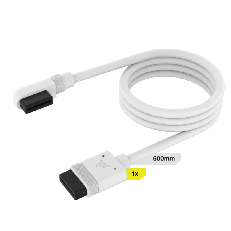 Corsair iCUE LINK Cable, 1x 600mm with Straight 90° Connectors, White