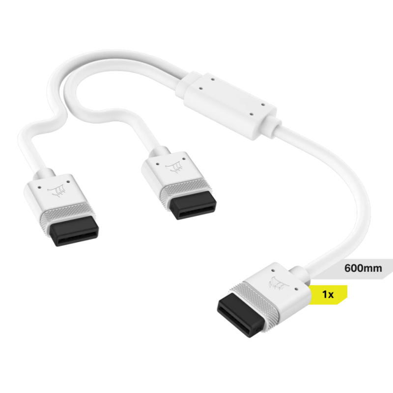 Corsair iCUE LINK Cable, 1x 600mm Y-Cable with Straight Connectors, White