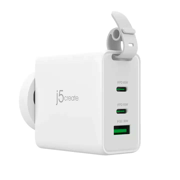 j5create 65W GaN USB-C 3-Port Traveler Charger with Changeable AC Plugs