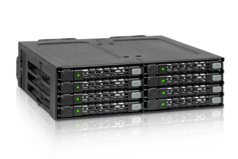 Icy Dock ToughArmor MB998SP-B 8-Bay 2.5" SATA HDD &amp; SSD (7mm) Backplane Cage for 5.25" Bay