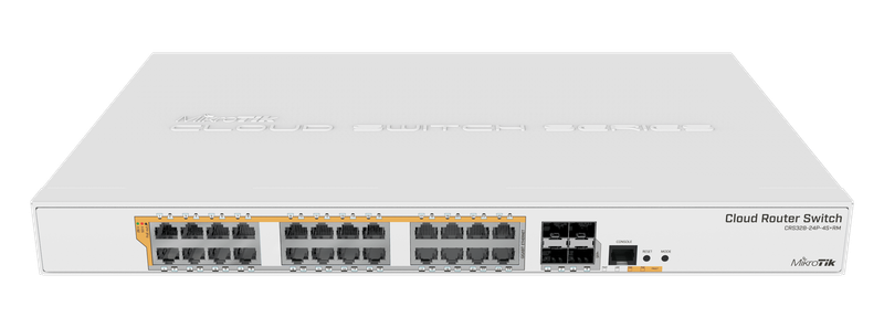 MikroTik Cloud Router Switch CRS328-24P-4S+RM, 24xGB LAN (all POE-out), 4x SFP+ cages, RouterOS L...