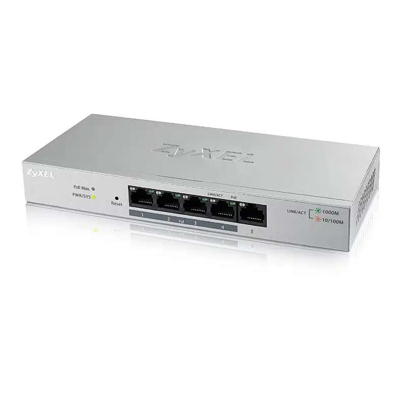 Zyxel GS1200-5HPv2 Switch 5 Port Gigabit, 4 PoE, Web Managed