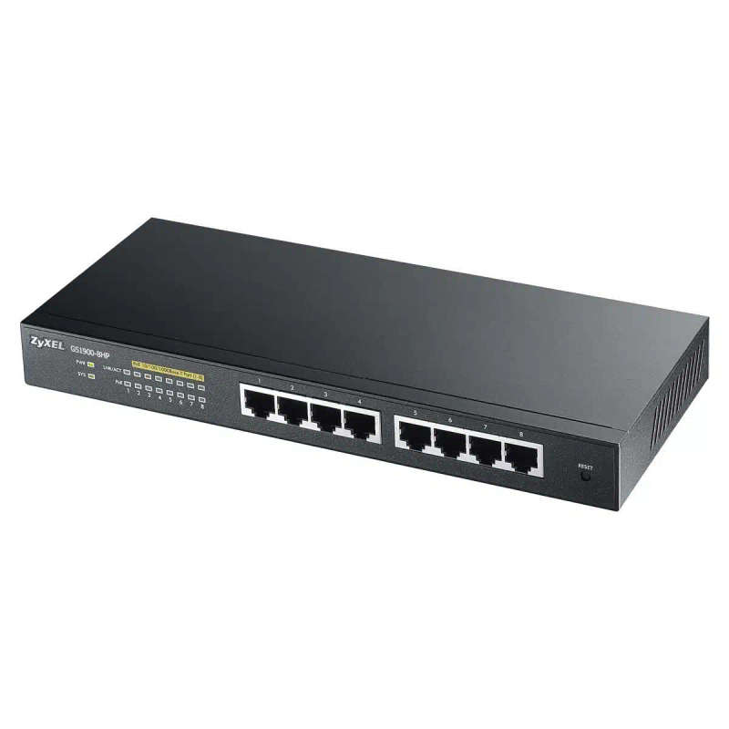 Zyxel GS1900-8HP Switch, 8-Port Gbe, Smart Managed, PoE