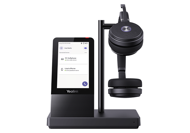 Yealink WH66-Mono DECT Wireless On Ear Mono Headset With Touch Screen Base Station