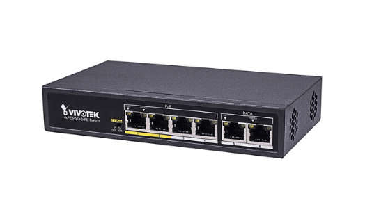 Vivotek 4xGE PoE + 2xGE UTP lite managed switch; VLAN; STP; POE Port Cycling