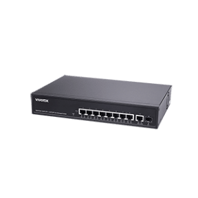 Vivotek 8xGE PoE + 1xGE UTP + 1xGE SFP lite managed switch; VLAN; STP; POE Port Cycling