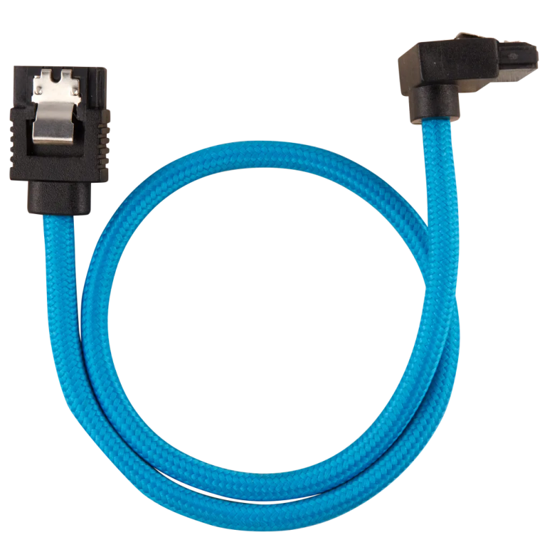 Corsair Premium Sleeved SATA 6Gbps 30cm 90° Connector Cable  Blue