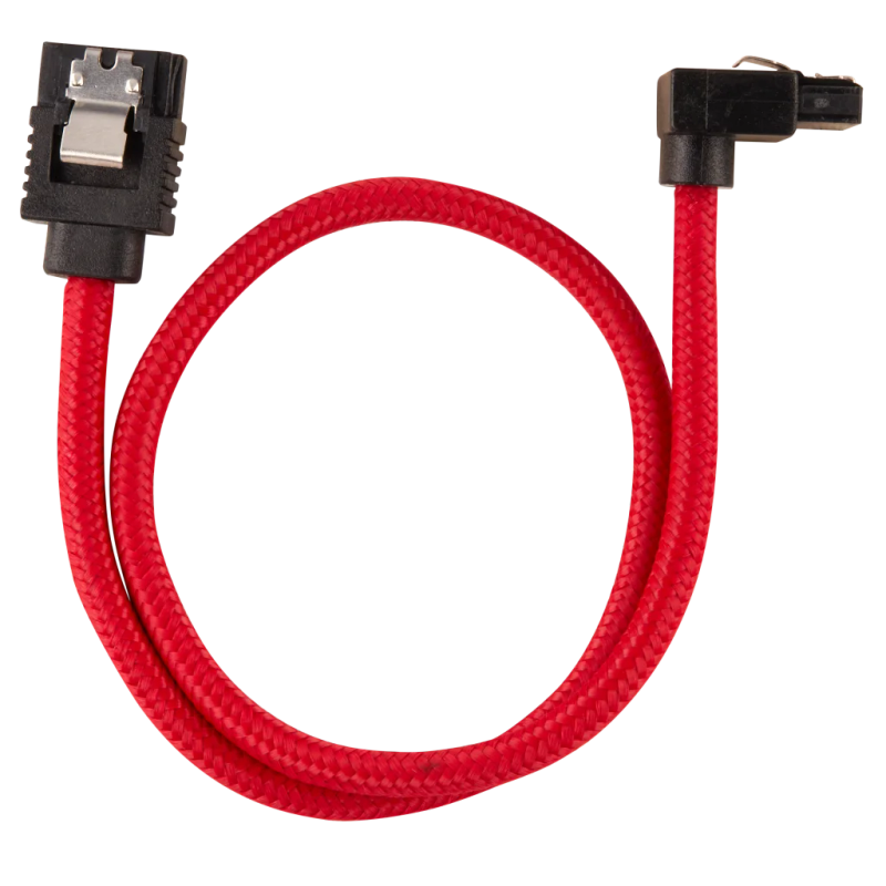 Corsair Premium Sleeved SATA 6Gbps 30cm 90° Connector Cable  Red