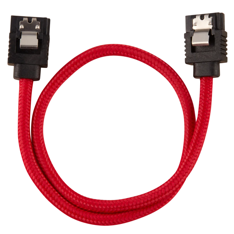 Corsair Premium Sleeved SATA 6Gbps 30cm 90° Connector Cable  Red