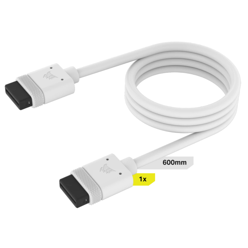 Corsair iCUE Link Cable; 1x 600mm with Straight Connectors; White