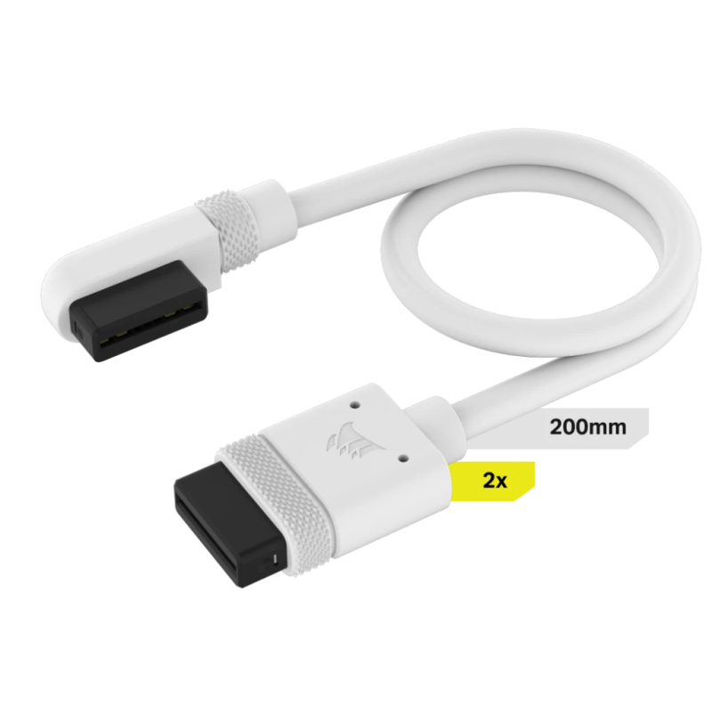 Corsair iCUE Link Cable; 2x 200mm with Straight/Slim 90 Connectors; White
