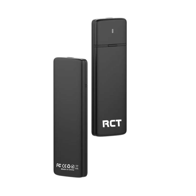 RCT M.2 NVMe &amp; M.2 SATA to USB C Enclosure with USB Type A adaptor - Black