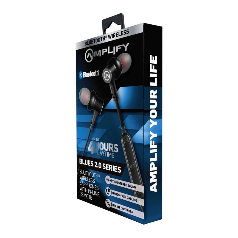 Amplify Blues 2.0 Bluetooth Earphones - Solid Black