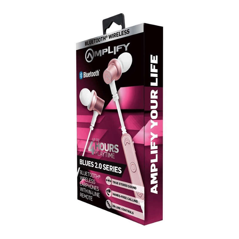 Amplify Blues 2.0 Bluetooth Earphones - White/Rose Gold