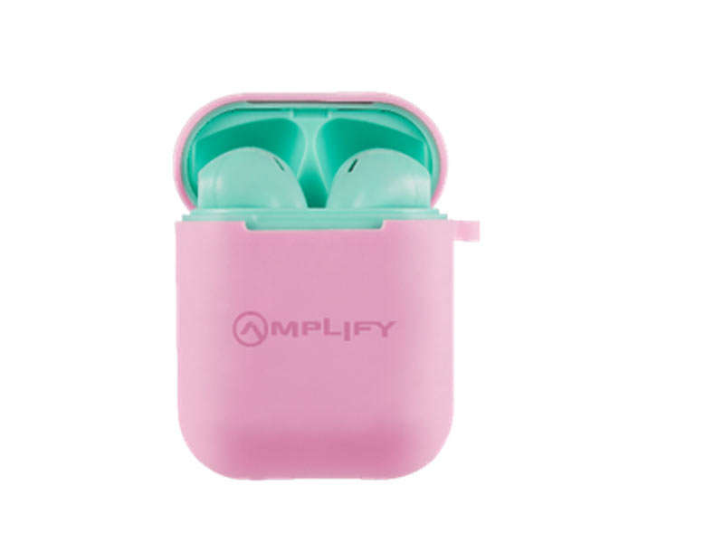 Amplify Buds Series True Wireless Earphones with Silicone Accessories - Green/Pink