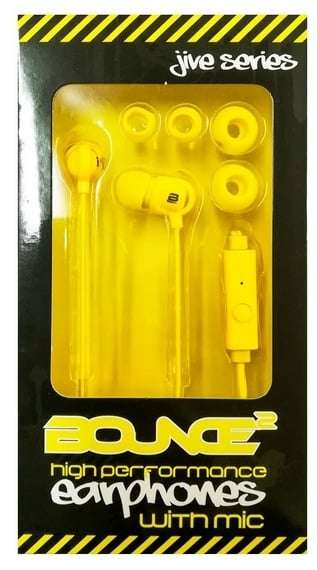Bounce BO-1002-YL Jive Yellow Earphones