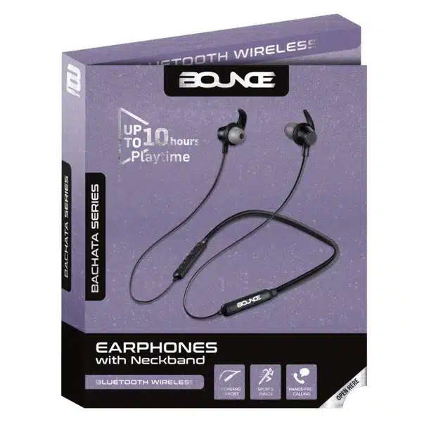 Bounce Bachata Series Bluetooth Earphones with Neckband - Black