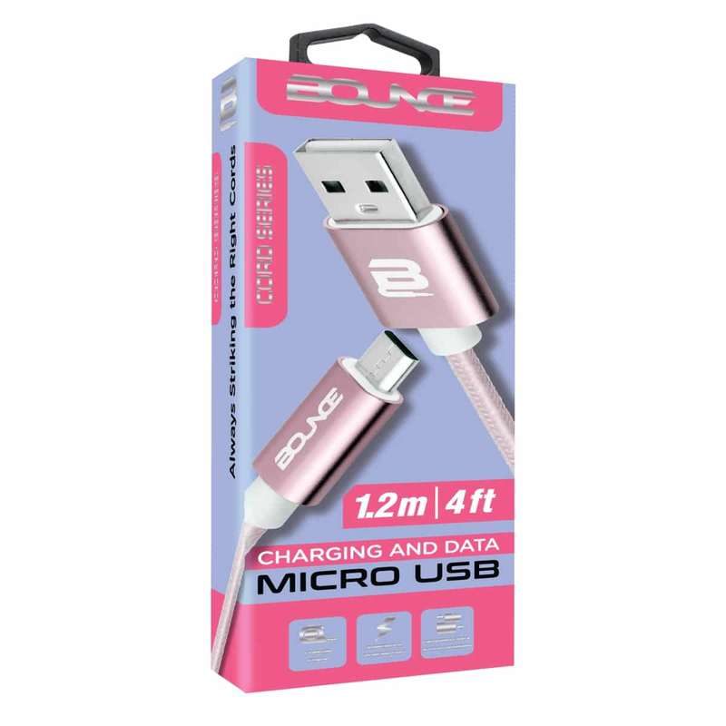 Bounce Cord series Micro USB cable braided 1.2meter - rose gold