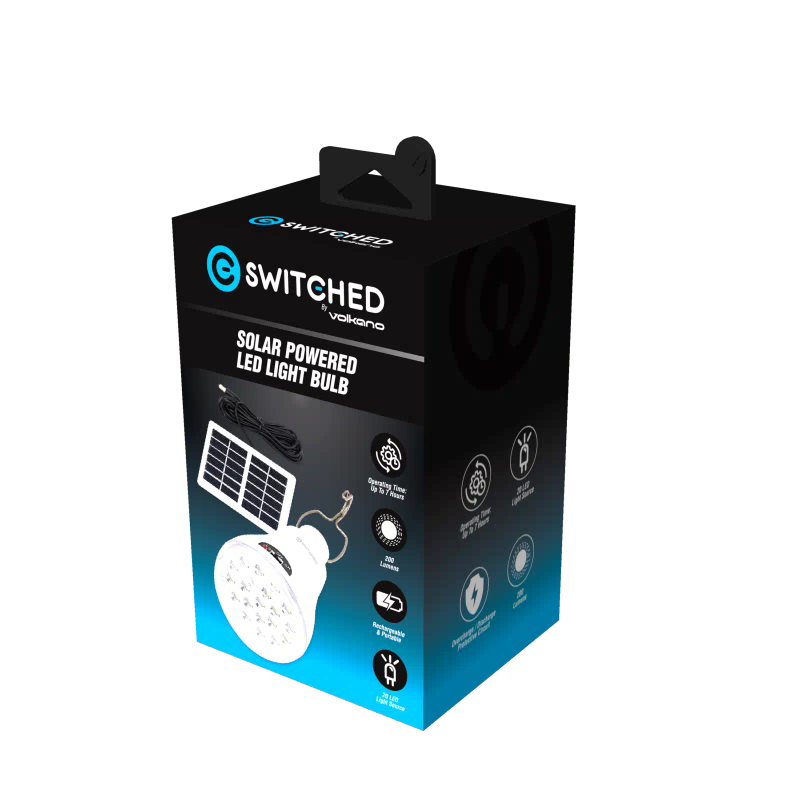 Switched Solar Powered LED Light Bulb Solar Panel Included
