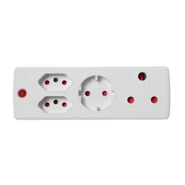 Switched 4 Way Medium Surge adaptor with Schuko - White