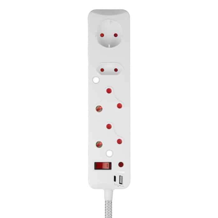 Switched 4Way Medium Surge Multiplug 05M with Type C + USB White