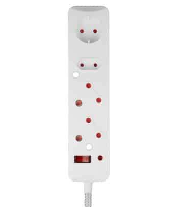 Switched 4-Way Medium Surge Extension Lead 3M - White