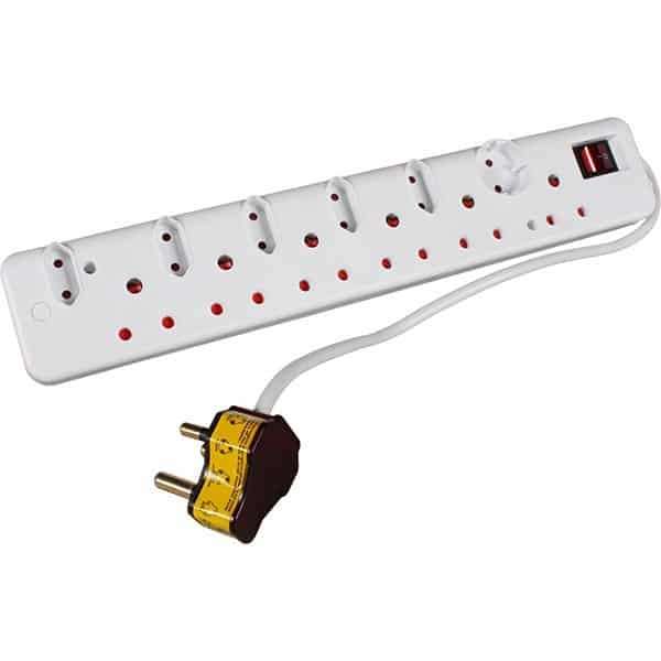 Switched High Surge 12 Way Multiplug 0.5M - White