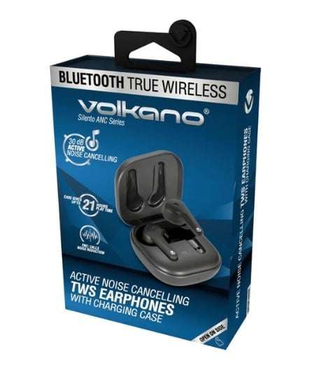 Volkano Silento ANC Series True Wireless + Charging Case - Black