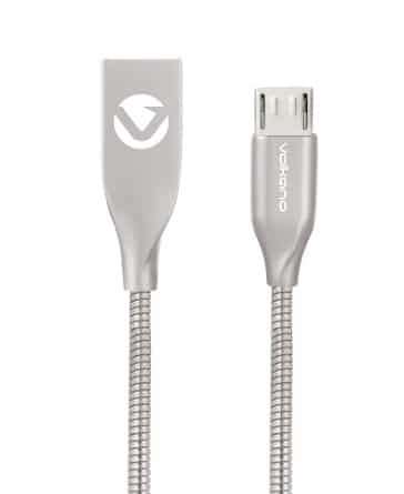 Volkano Iron Series Round Metallic Spring Micro USB Cable 1.2m - Silver