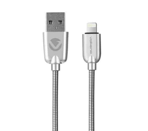 Volkano Iron Series Round Metallic Spring MFI Lightning Cable 6ft - Silver