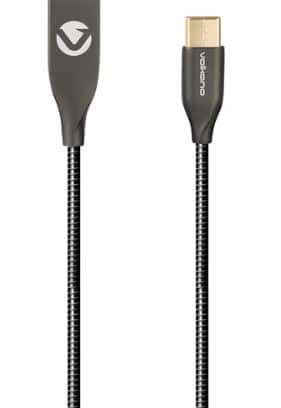 Volkano Iron Series Round Metallic Spring Type-C Cable 6ft - Black