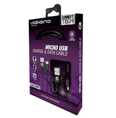 Volkano Weave Series Fabric Braided Micro USB Cable 3m - Black