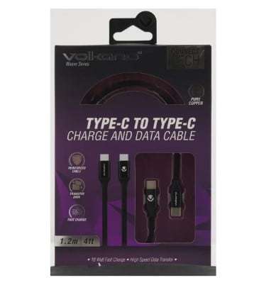Volkano Weave series Type-C to Type-C cable 1.2m 18W black