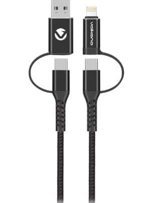 Volkano Weave series 4-in-1 cable Two Pack  1.2m/4ft &amp; 1.8m/6ft