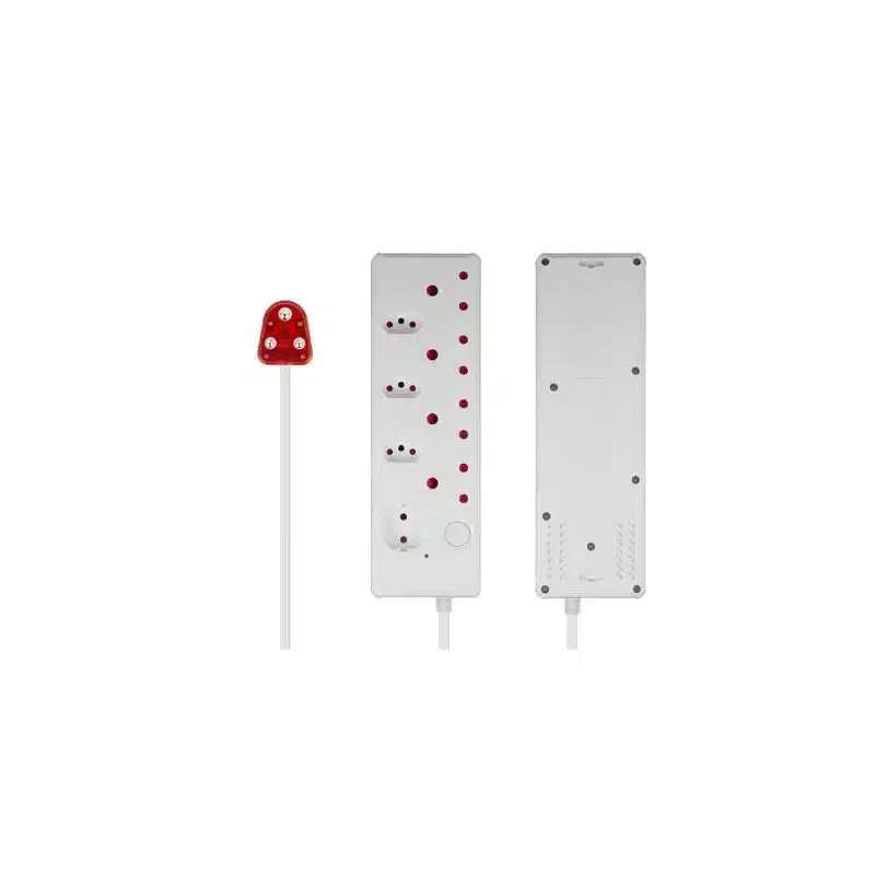 Switched High Surge 8 Way Multiplug  0.5M - White