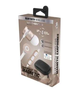 Volkano Mercury series Bluetooth magnetic earphones - gold/white