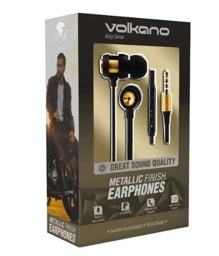 Volkano Alloy series metal earphone - Gold