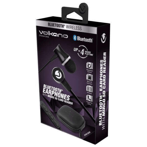Volkano Chromium B.T. Earphones with SD Card Reader - Black